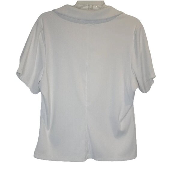 Travis Mathew Women’s White Short Sleeve Move Knit V Neck Ribbed Polo Top Sz XXL - Picture 3 of 9